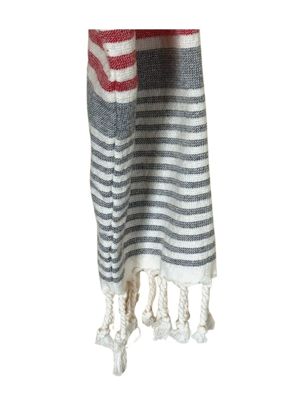 Terry Cloth Hooded Robe Small Striped Red White Blue Belted Bathrobe Beach Pool - Picture 5 of 5